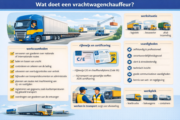 Alles over het beroep vrachtwagenchauffeur Wat doet een vrachtwagenchauffeur